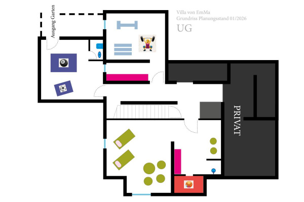 Untergeschoss: Sauna, Ruheraum & Billard – Entspannung und Spaß inklusive